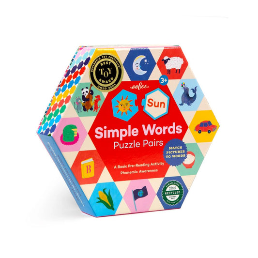 Eeboo Simple Words Hexagon Puzzle Pairs