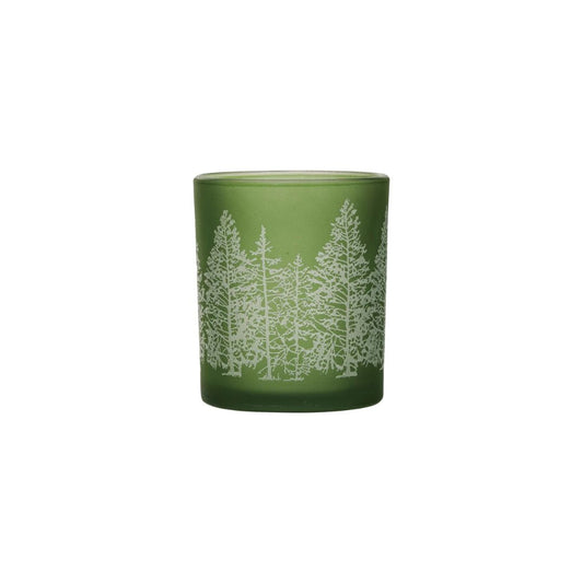 Green Tree Glass Tealight and Votive Holder