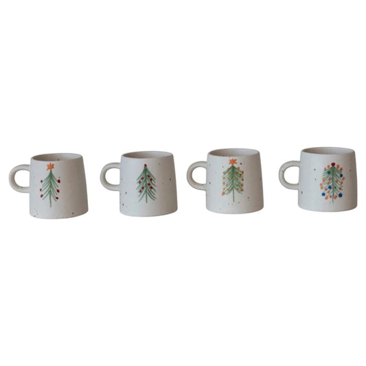 Christmas Tree Hand-Painted Stoneware Mug