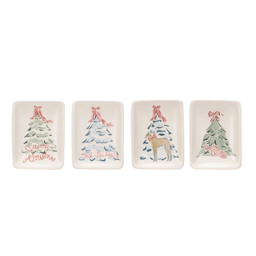 Stoneware Square Christmas Tree Dish