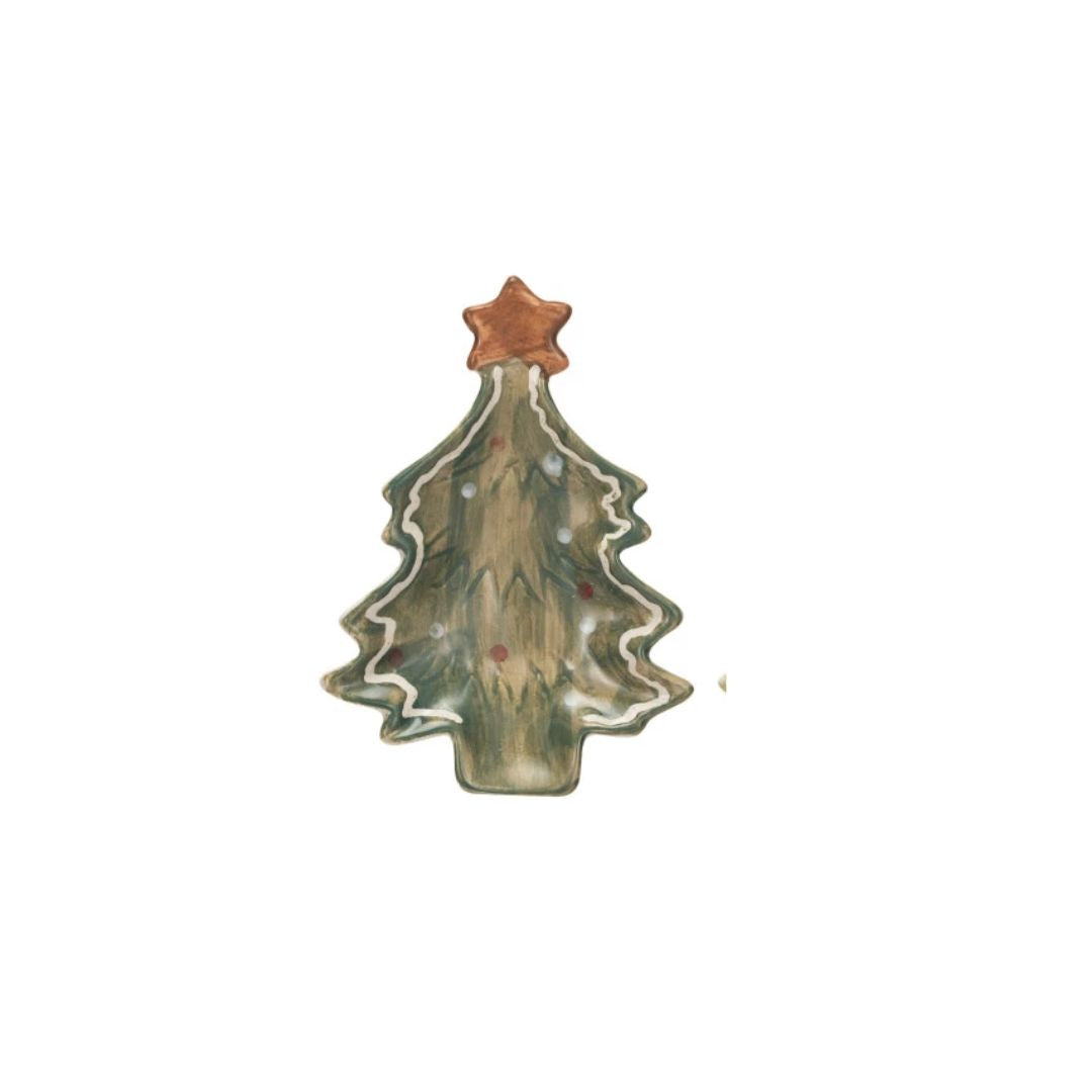 Stoneware Christmas Tree Dish with Star