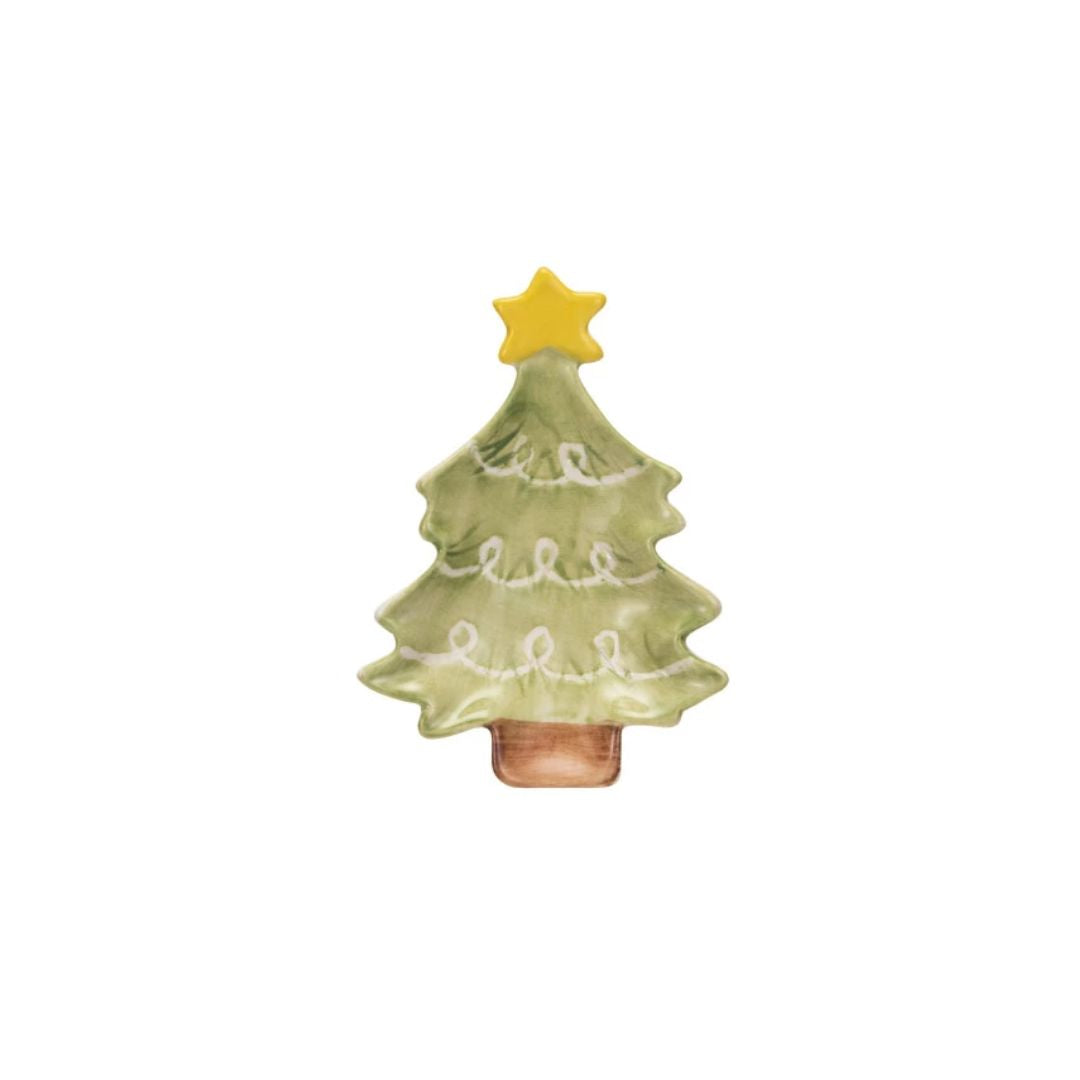 Stoneware Christmas Tree Dish with Star