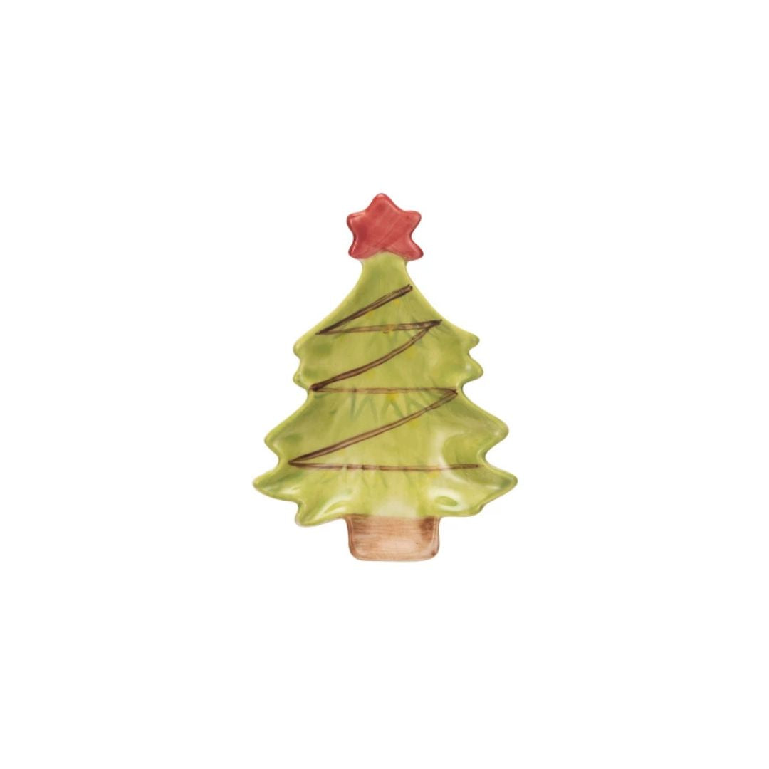 Stoneware Christmas Tree Dish with Star