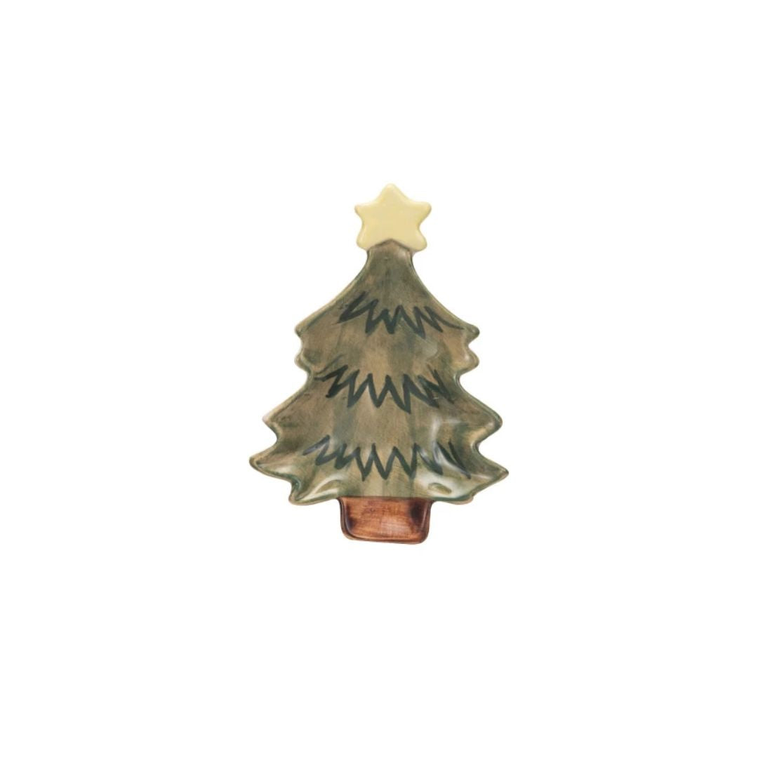 Stoneware Christmas Tree Dish with Star