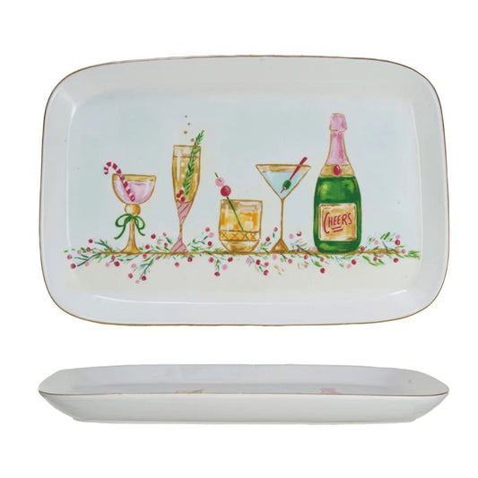 Holiday Cocktails Stoneware Platter