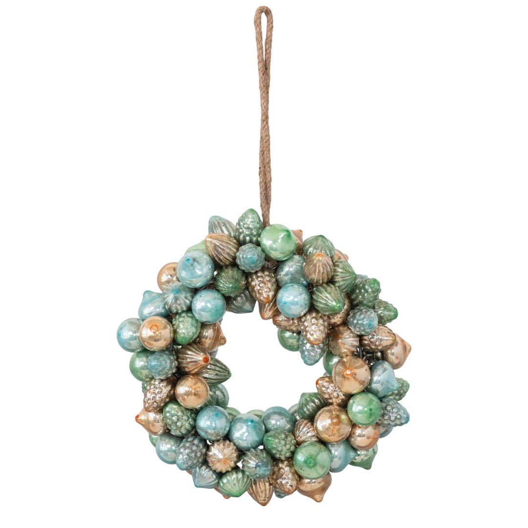 Round Mercury Glass Ornament Wreath