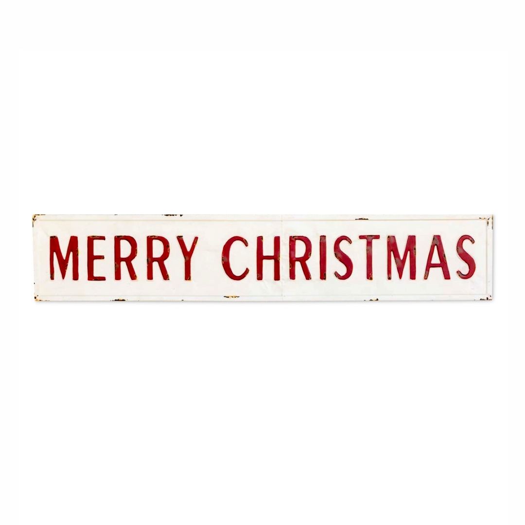 Embossed Metal Merry Christmas Sign