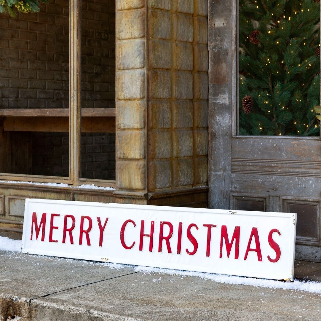 Embossed Metal Merry Christmas Sign