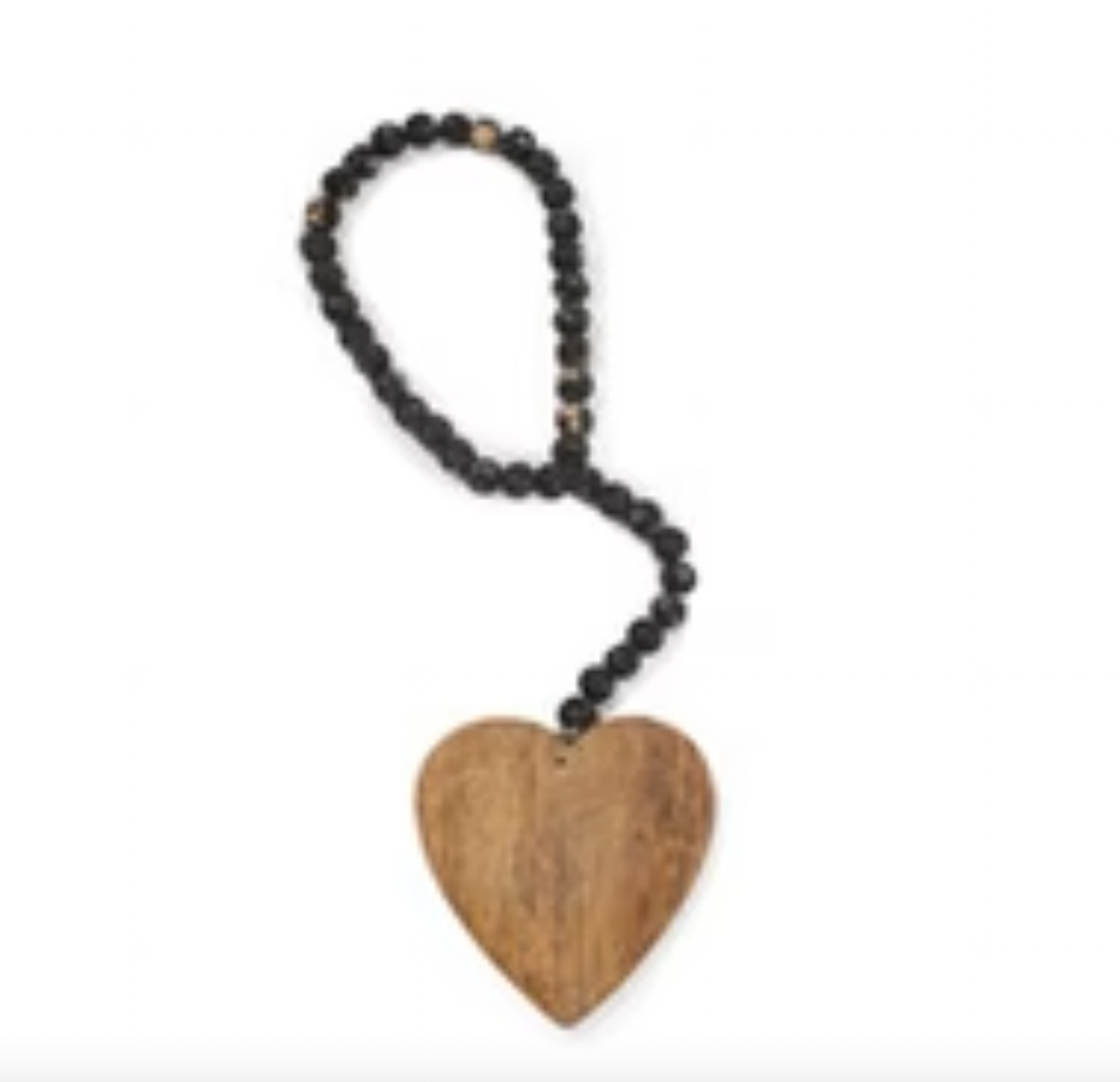 Sugarboo Small Heart Antiqued Wood Bead Strand
