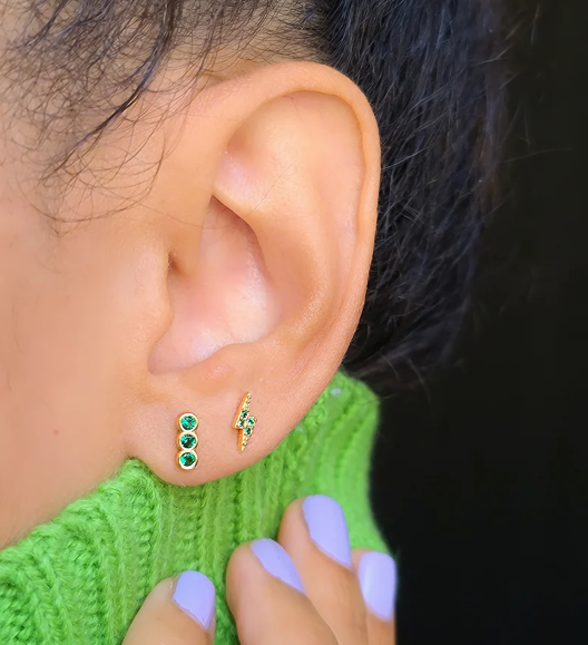 Kris Nations Triple Bezel Crystal Stud Earrings