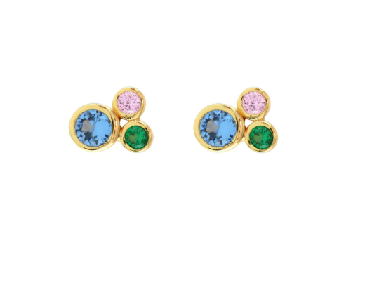 Kris Nations Modernist Bezel Crystal Stud Earrings