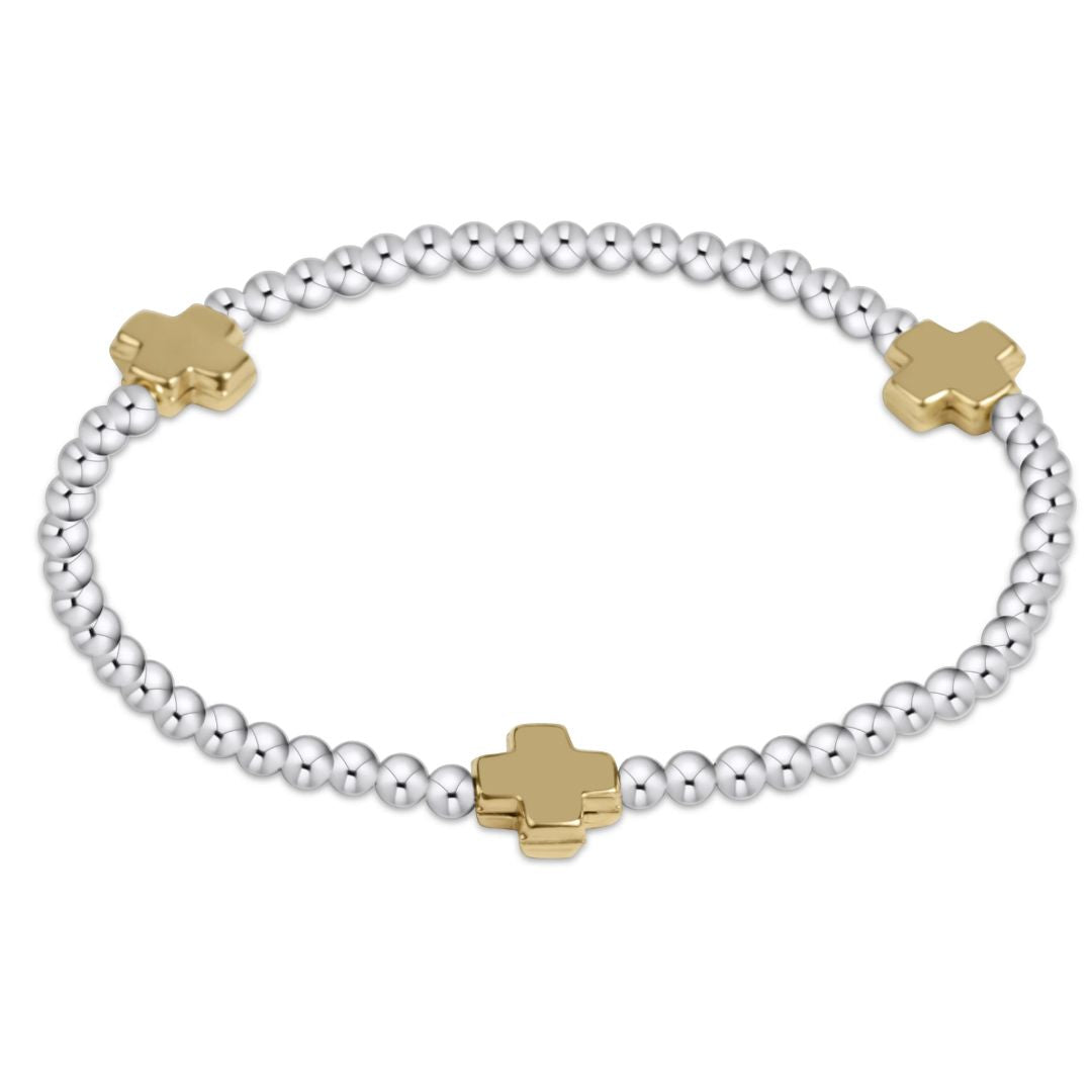 E Newton Signature Cross Mixed Metal Bracelet