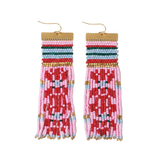 Ink & Alloy Lauren Faire Isle Nordic Beaded Fringe Earring