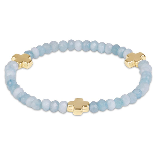 E Newton Signature Cross Gold 4MM Gemstone Bracelet