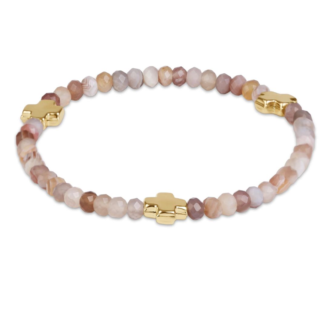 E Newton Signature Cross Gold 4MM Gemstone Bracelet