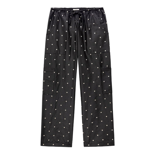 Donni Taffeta Jet Black Polka Dot Cargo Pants