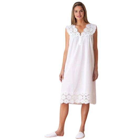 Eloise White Cotton Nightgown