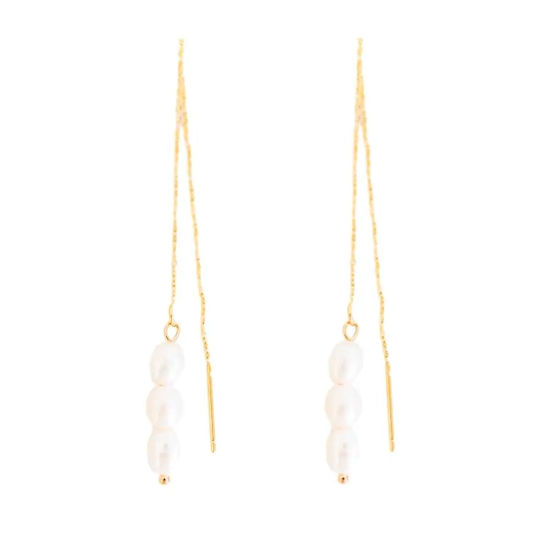 Skinny Pearl Statement Threader Earrings