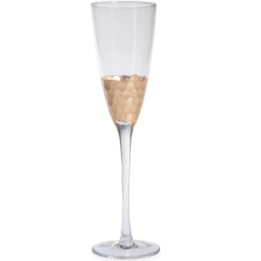 Fez Cut Glass Champagne Flute with Gold Leaf