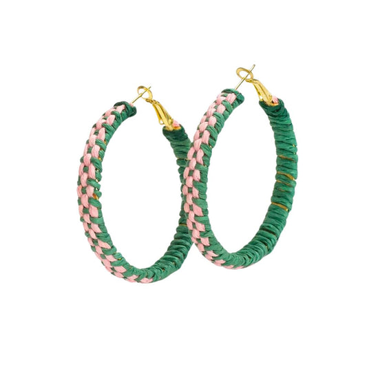 Ink and Alloy Holly Two-Color Woven Raffia Hoops