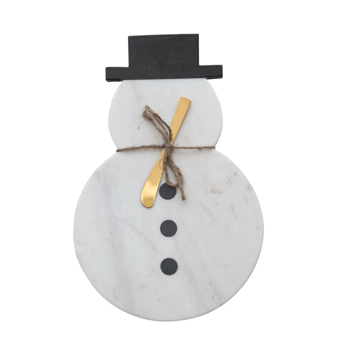 Holiday Marble Snowman Board w/ Knife