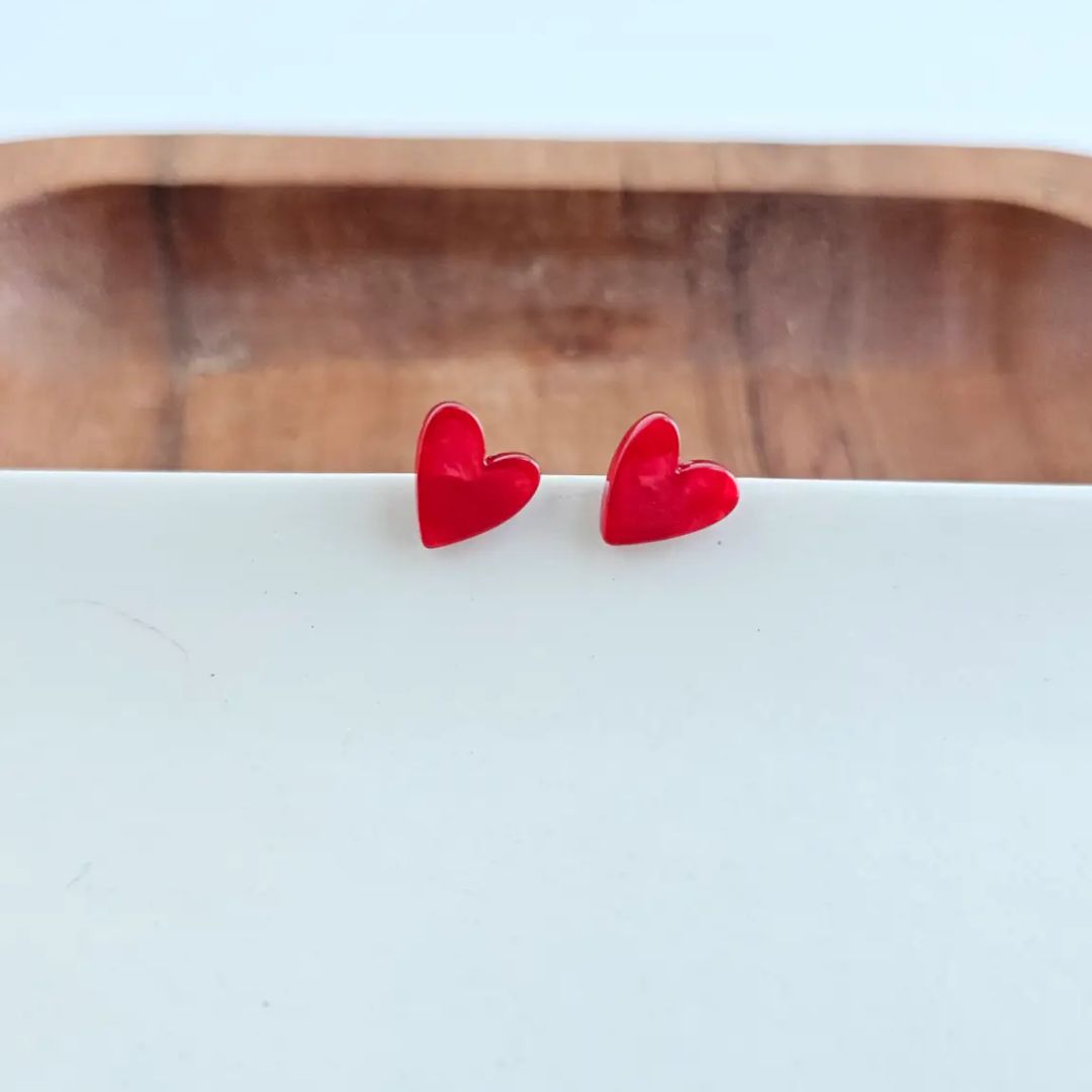 Hand Drawn Heart Studs