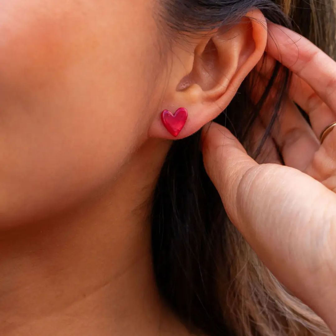 Hand Drawn Heart Studs