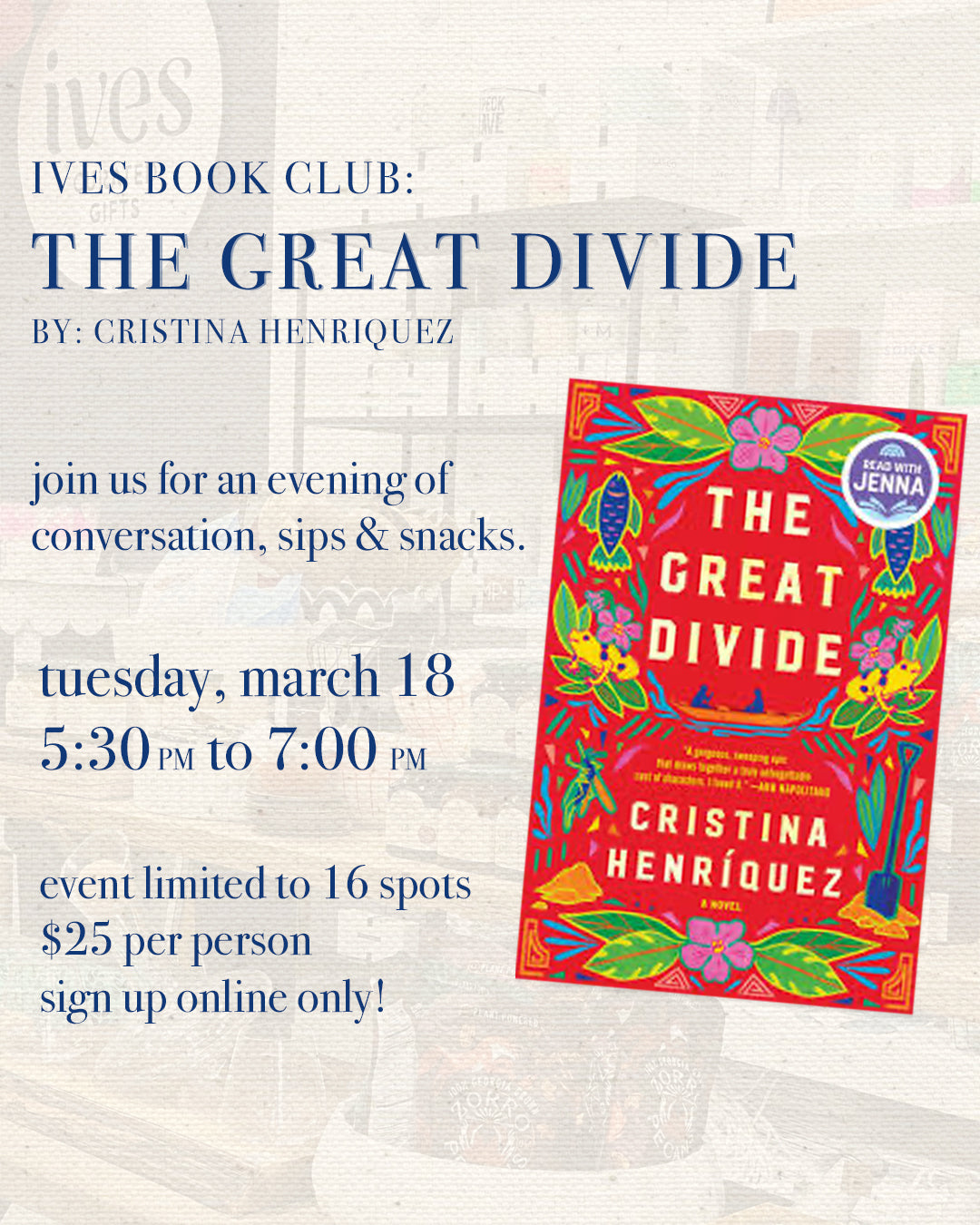 Ives Book Club:The Great Divide (Book NOT Included)