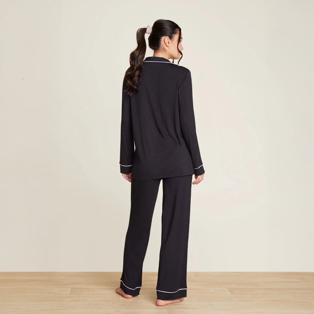 Barefoot Dreams Luxe Milk Jersey SS Piped Pajama Set
