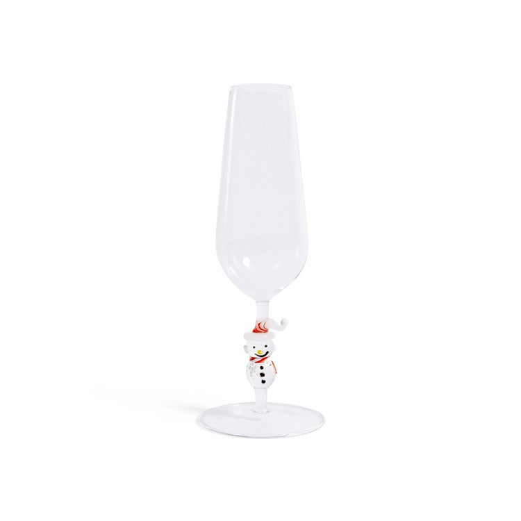 Snowman Sips Champagne Flute