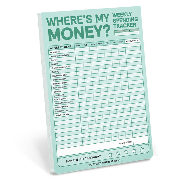 Knock Knock Weekly Money Tracker Notepad
