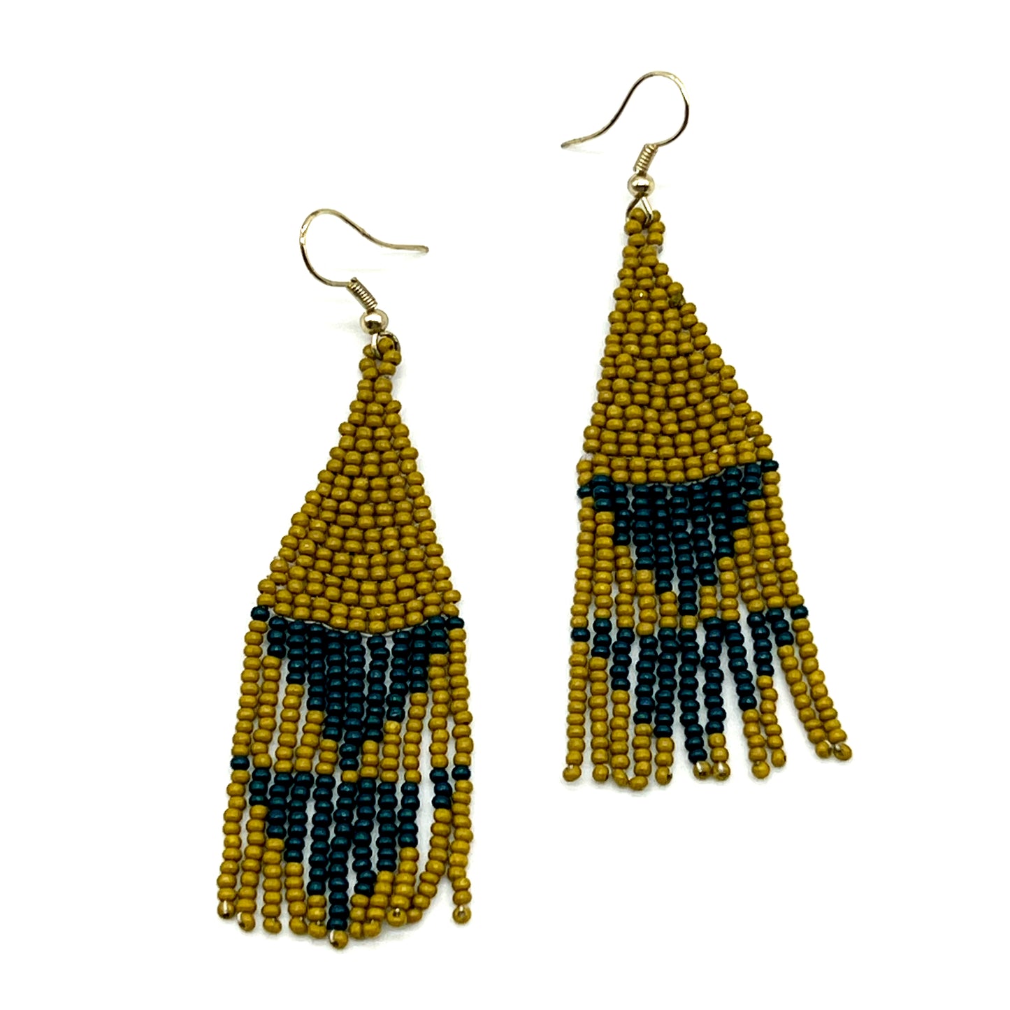 Ink and Alloy Triangle Fringe Earrings