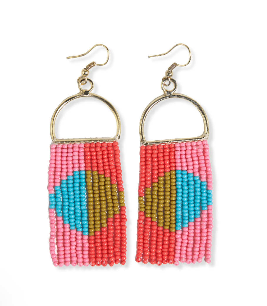 Ink and Alloy Allison Half Circle Color Block Beaded Fringe Earrings