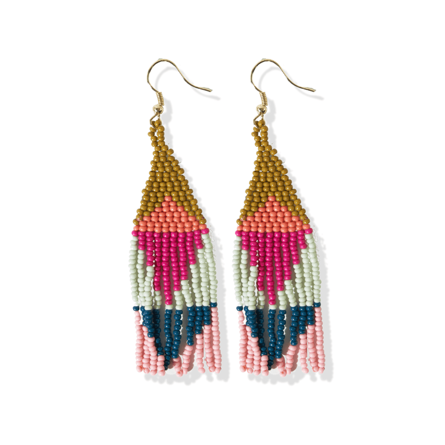 Ink and Alloy Triangle Fringe Earrings