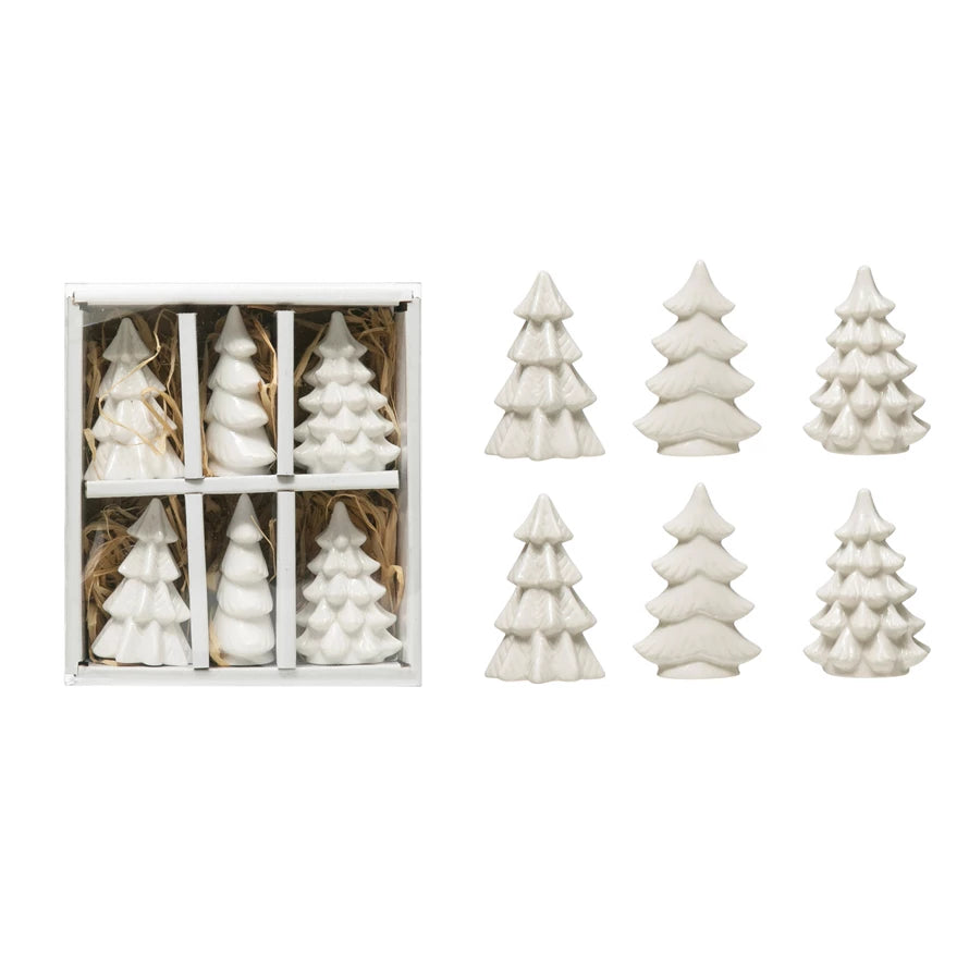 Holiday Stoneware Christmas Trees Set of 6