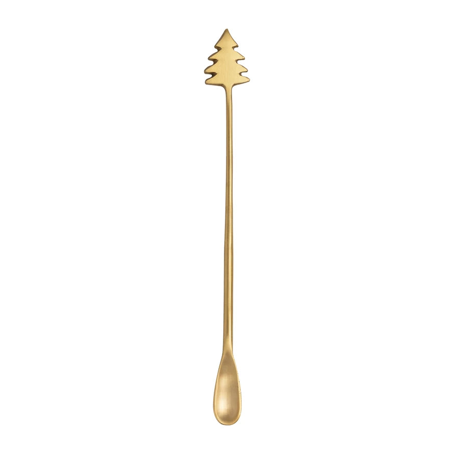 Holiday Brass Christmas Tree Cocktail Spoon