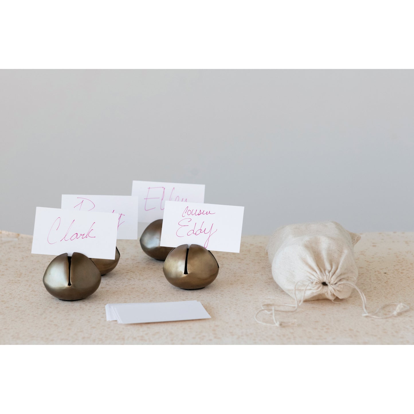 Holiday Metal Ball Place Card Holders