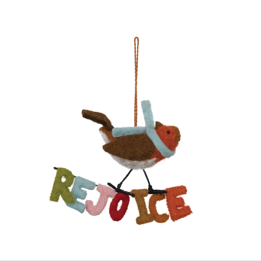 Holiday Rejoice Bird with Scarf Ornament